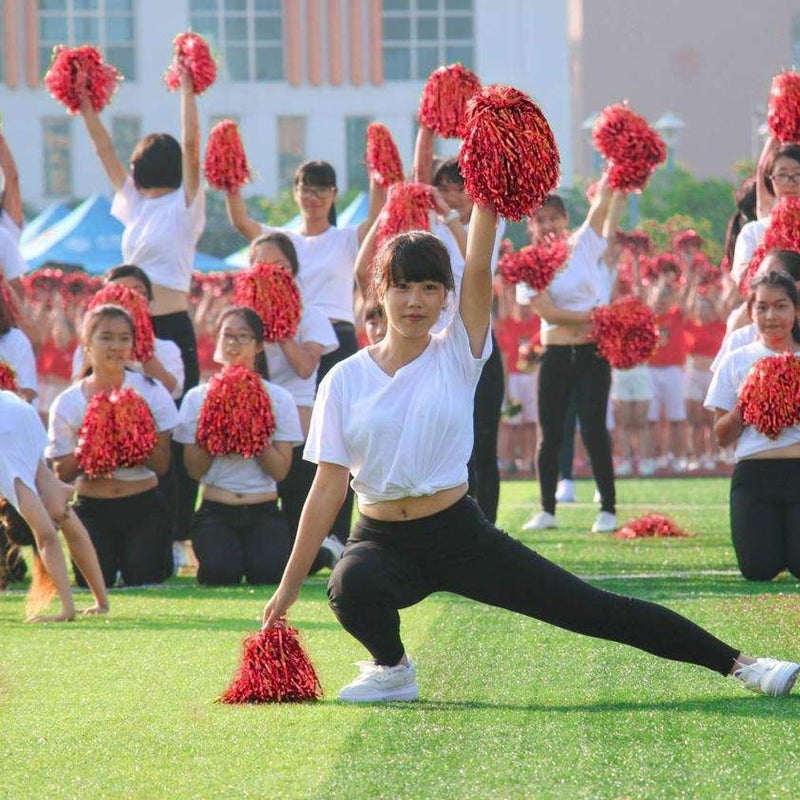 baotongle 12 PCS Cheerleading Squad Spirited Fun Poms Pompoms Cheer Costume Accessory for Party Dance Sports (Reds) - Image 5